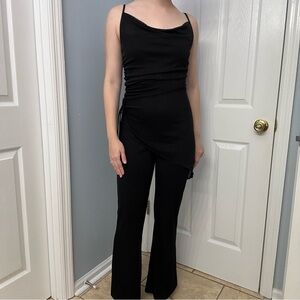 Y2K Jumpsuit Black Wide Leg Cocktail Party Formal Sexy Romantic Size Small